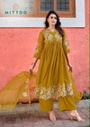 Noorani By Mittoo Mul Chanderi Handwork Kurti With Bottom Dupatta